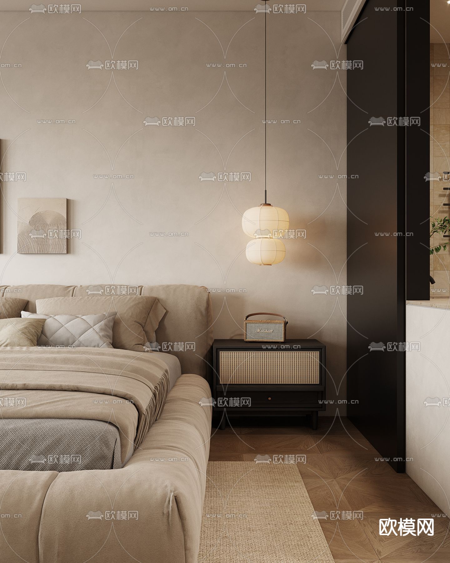 侘寂民宿 卧室3d模型下载（渲染图4）