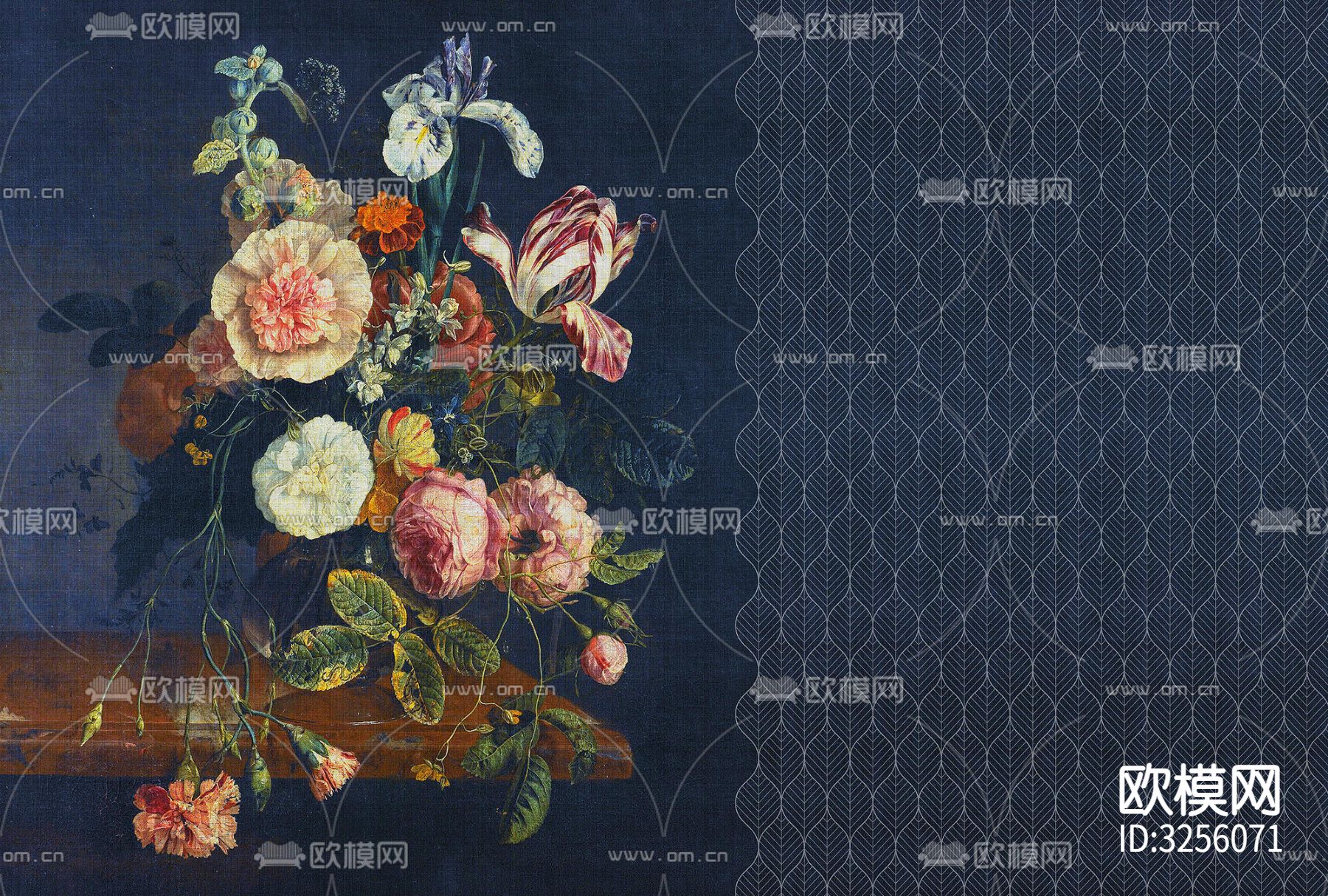 几何花卉拼接壁纸贴图下载