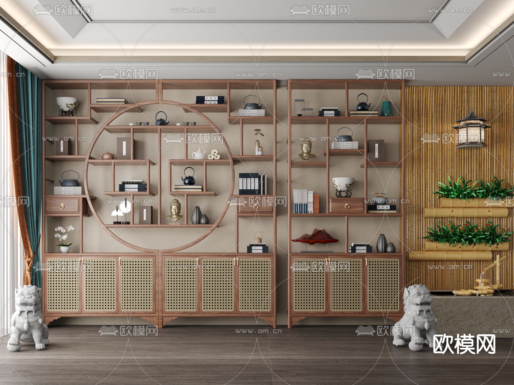 博古架 新中式陈列架 展示架3d模型下载