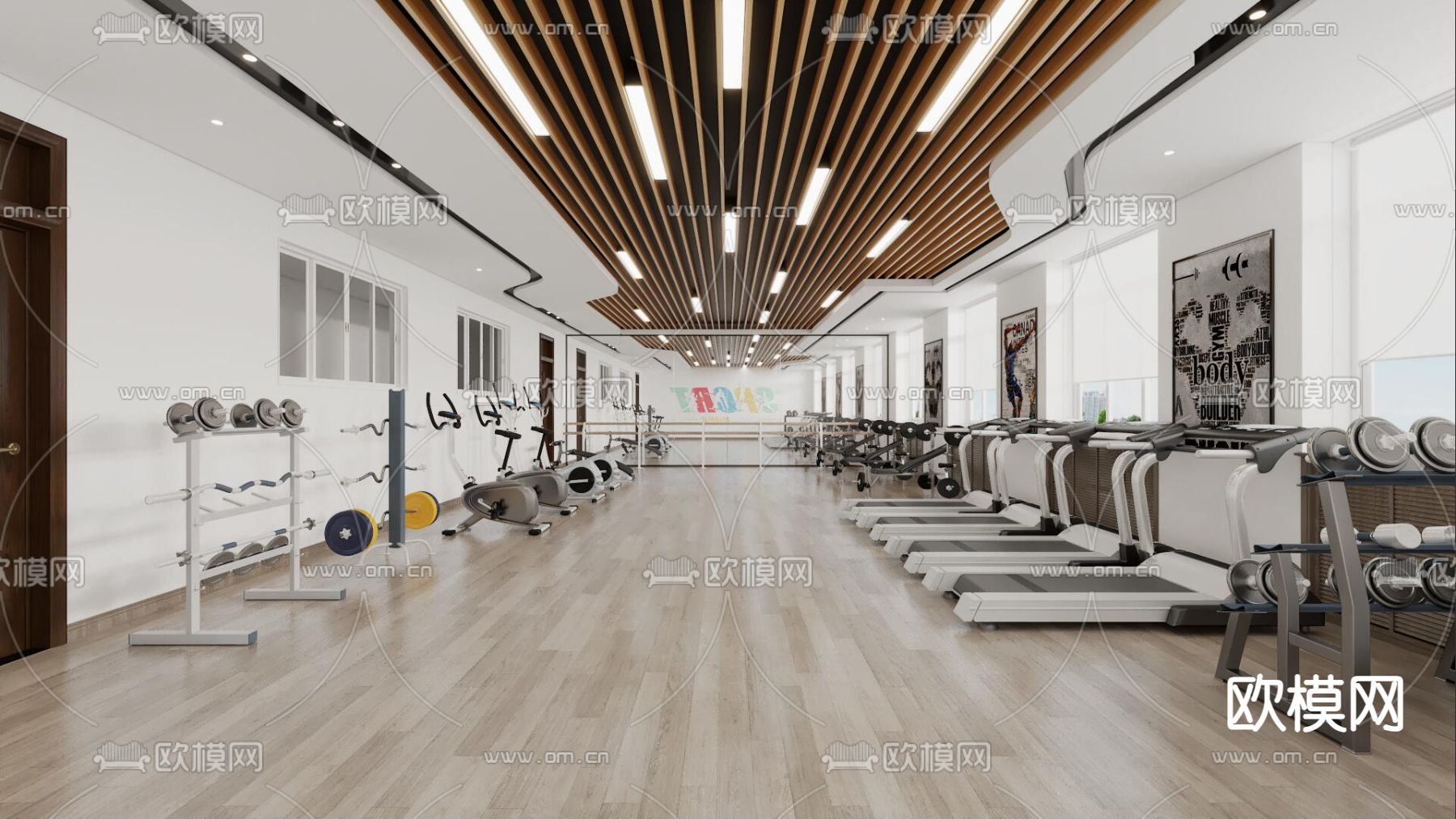 现代健身房3d模型下载