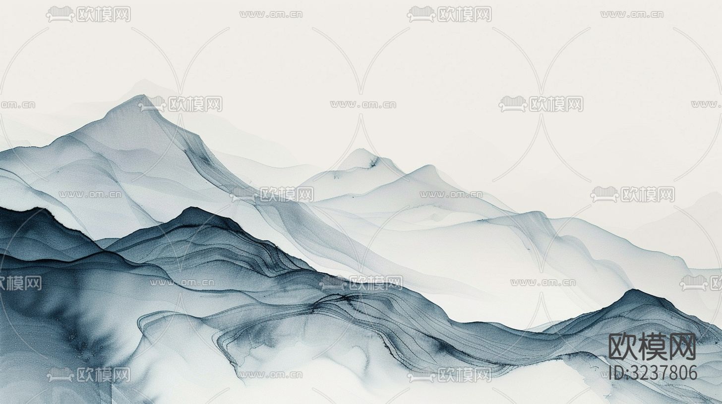 新中式抽象山川山脉壁纸贴图下载