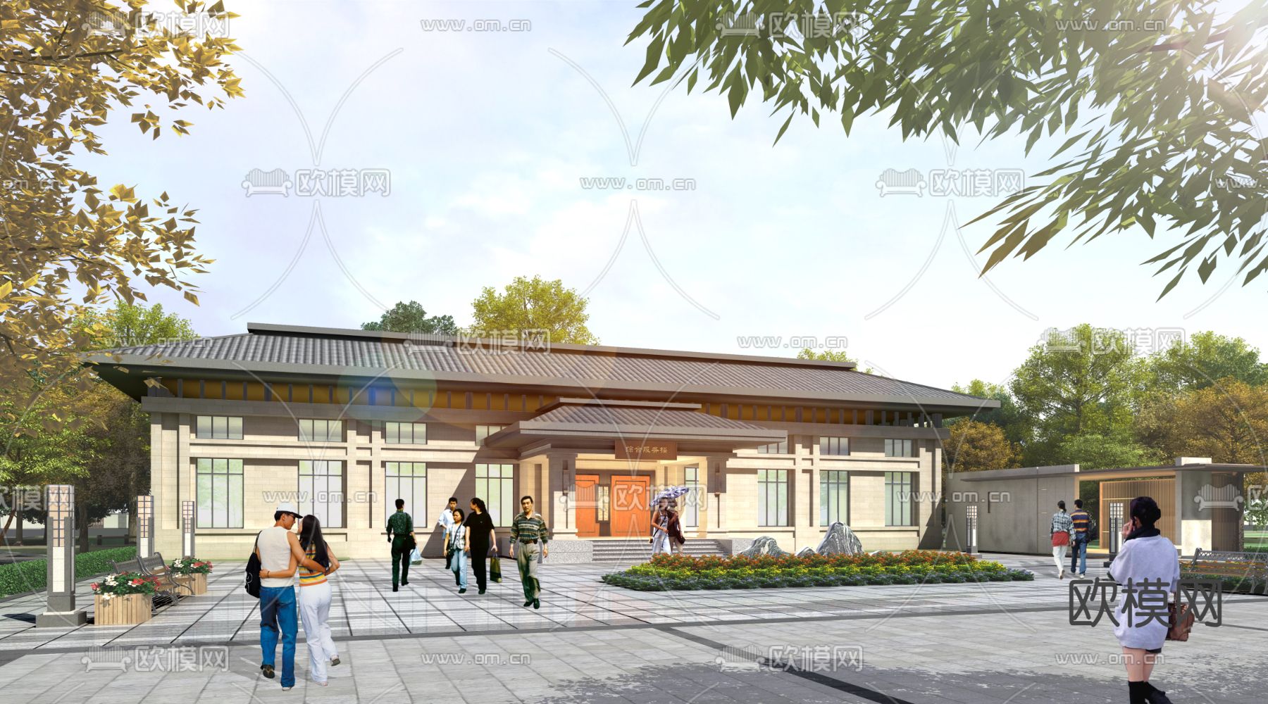 游客中心 综合服务楼外观3d模型下载
