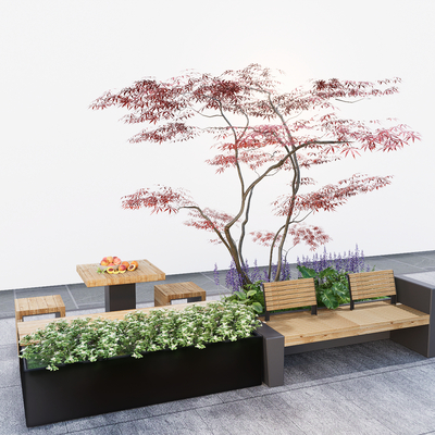  现代景观座椅 花池座椅su模型 