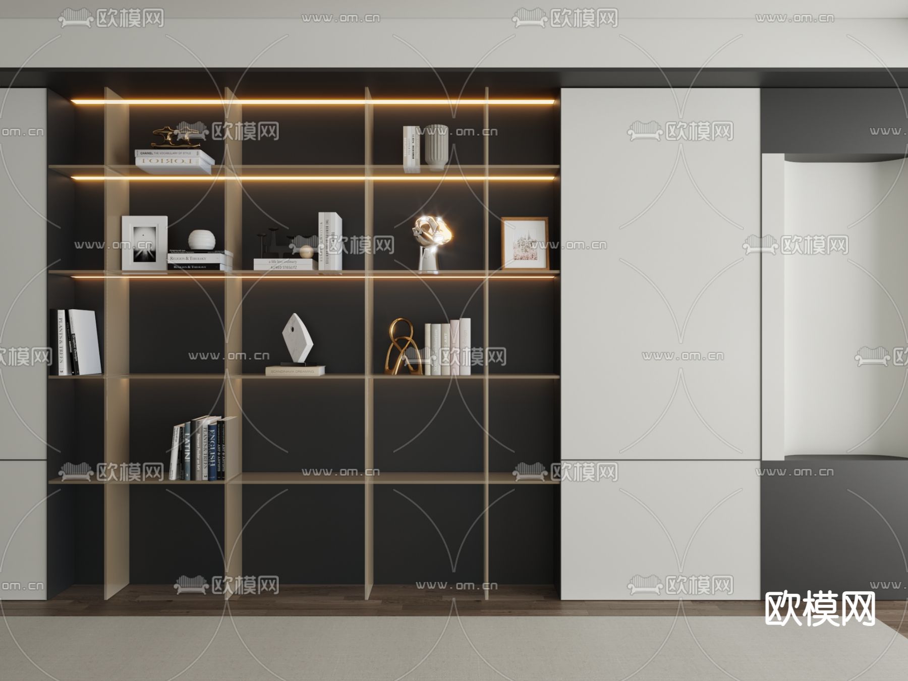 现代柜子 书柜3d模型下载