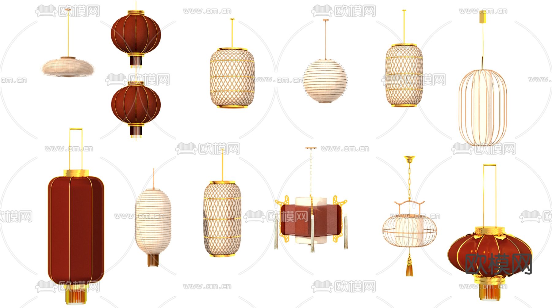 中式灯笼 红灯笼3d模型下载
