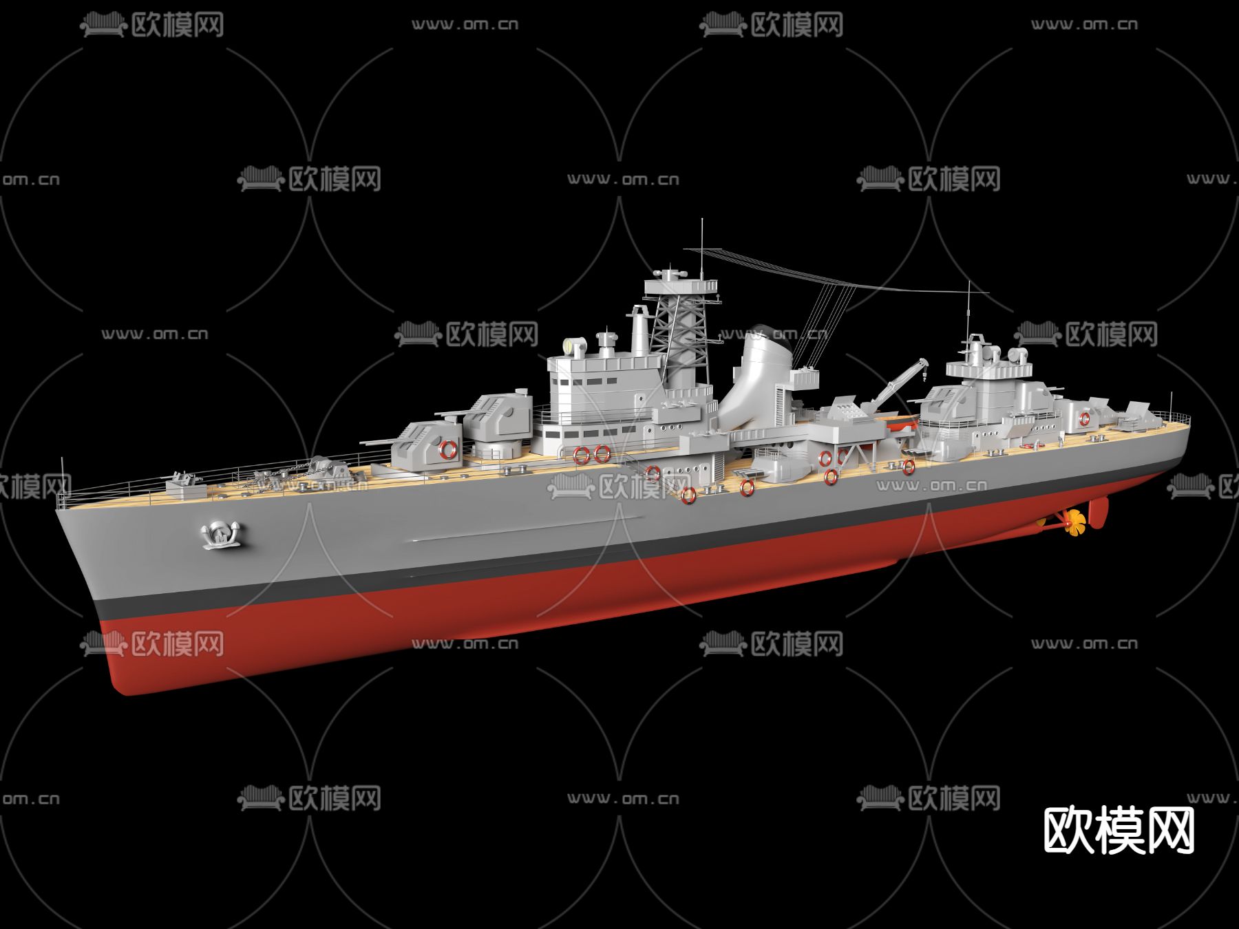 架空二战驱逐舰 军舰3d模型下载