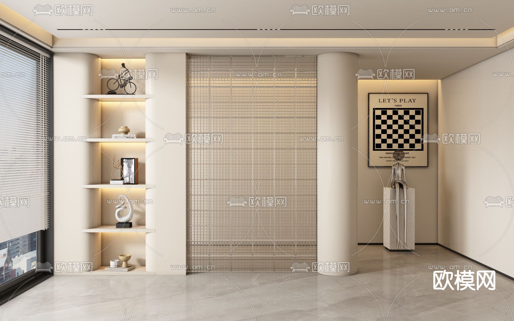 奶油风玄关 玄关隔断3d模型下载