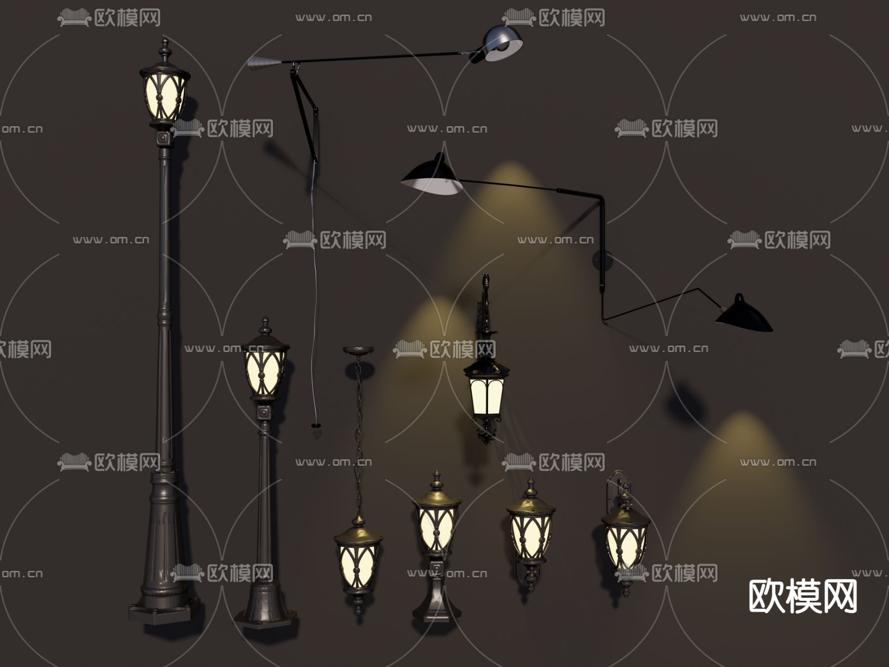 户外灯 路灯 草坪灯 吊灯3d模型下载