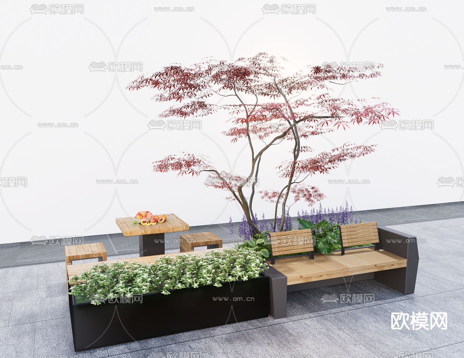 现代景观座椅 花池座椅su模型下载（渲染图2）