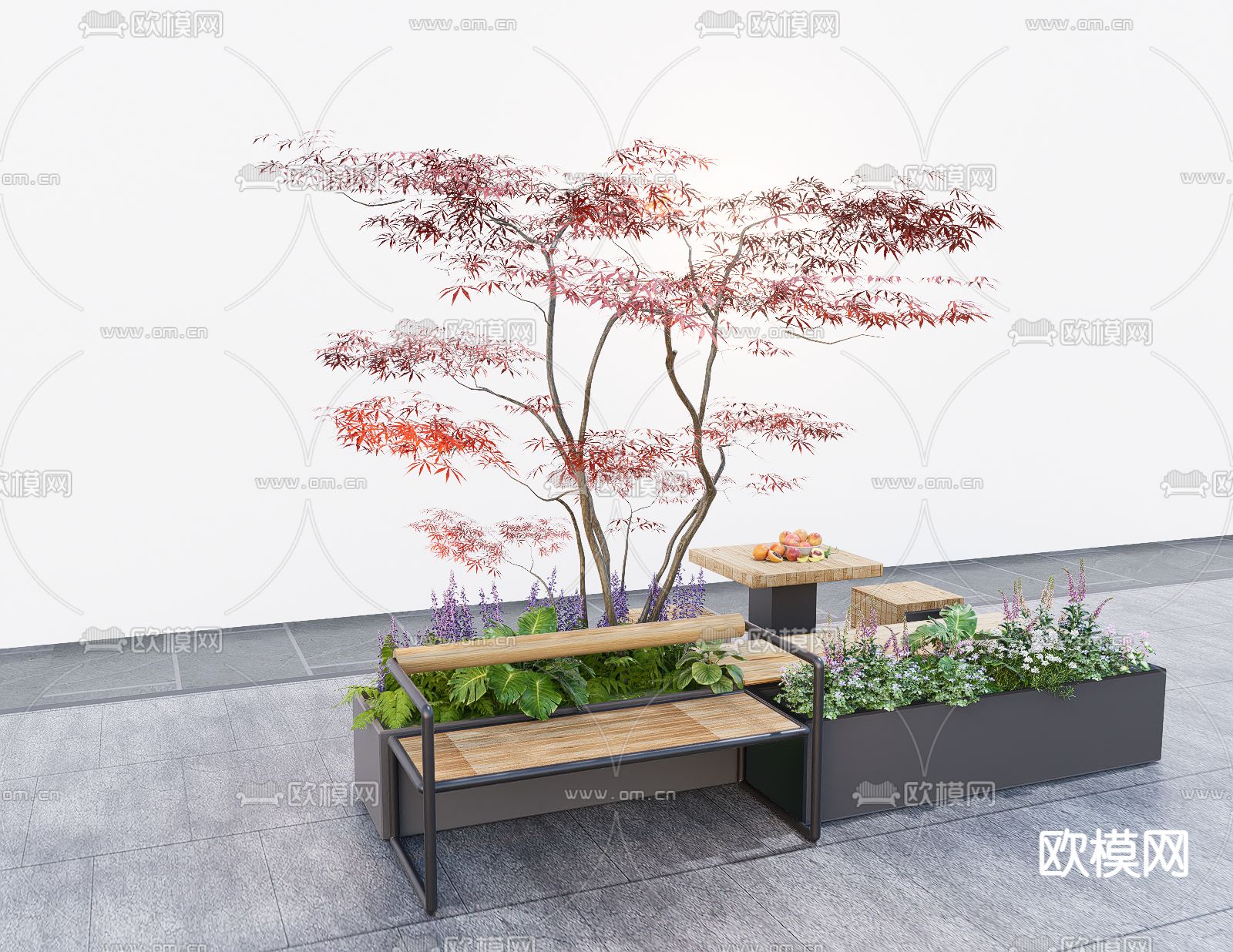 现代景观座椅 花池座椅su模型下载（渲染图2）