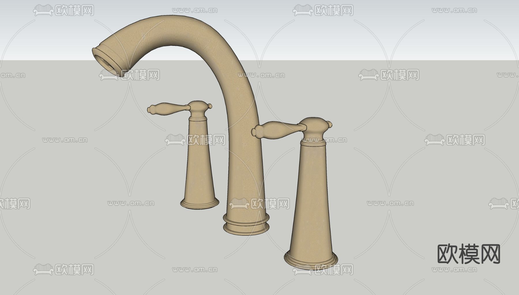 欧式复古水龙头su模型下载（渲染图1）