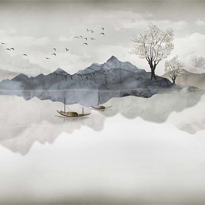  新中式山水壁画 壁纸贴图 