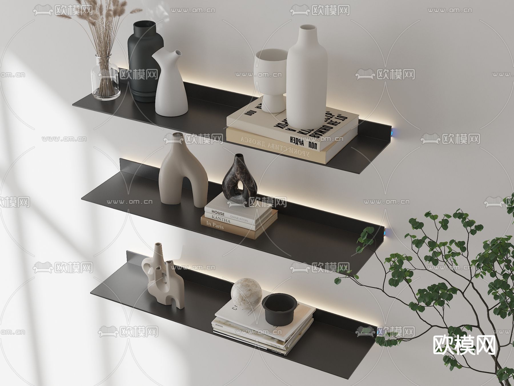 极简吊柜 壁挂书架 置物架3d模型下载