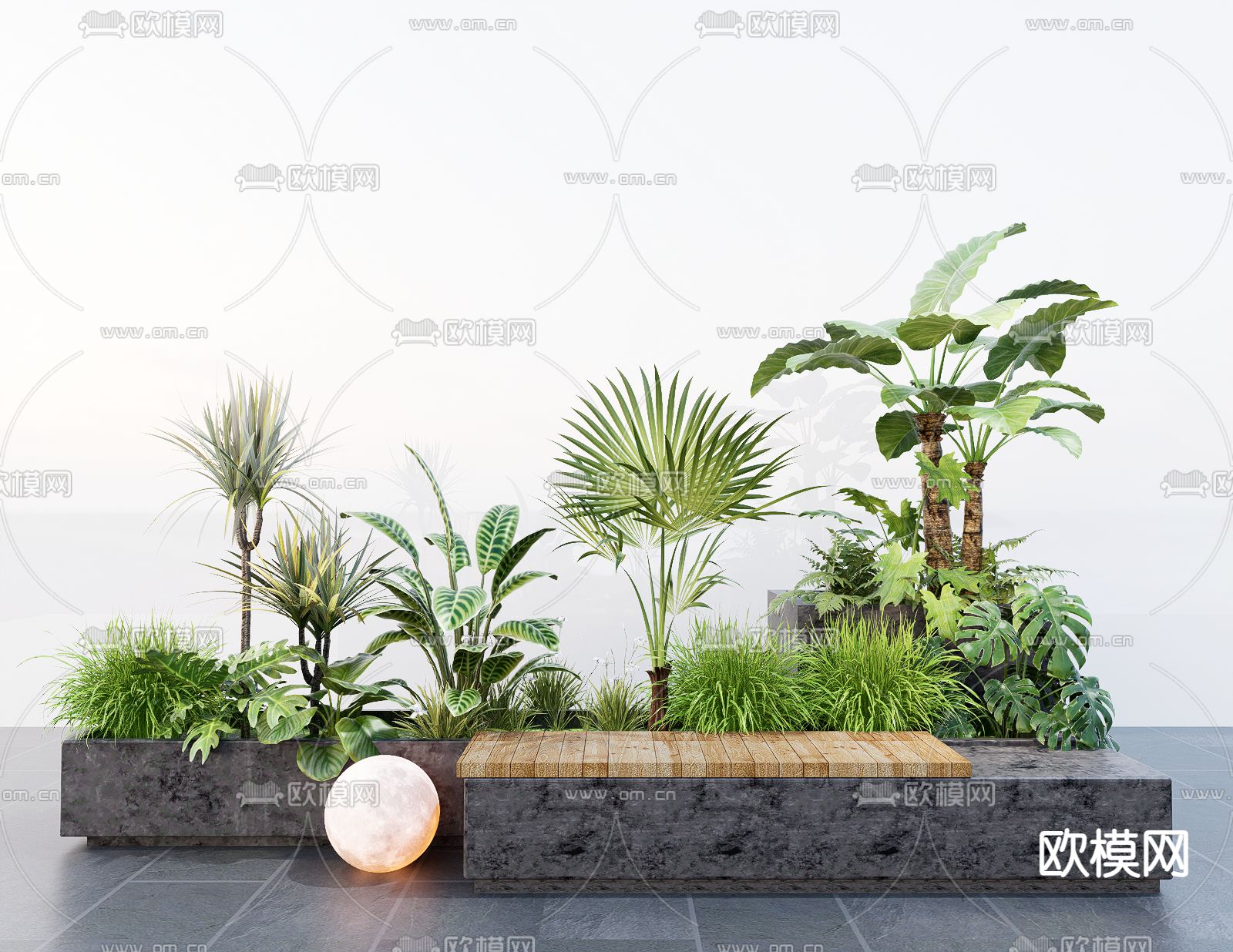 户外长凳 长条凳su模型下载（渲染图2）