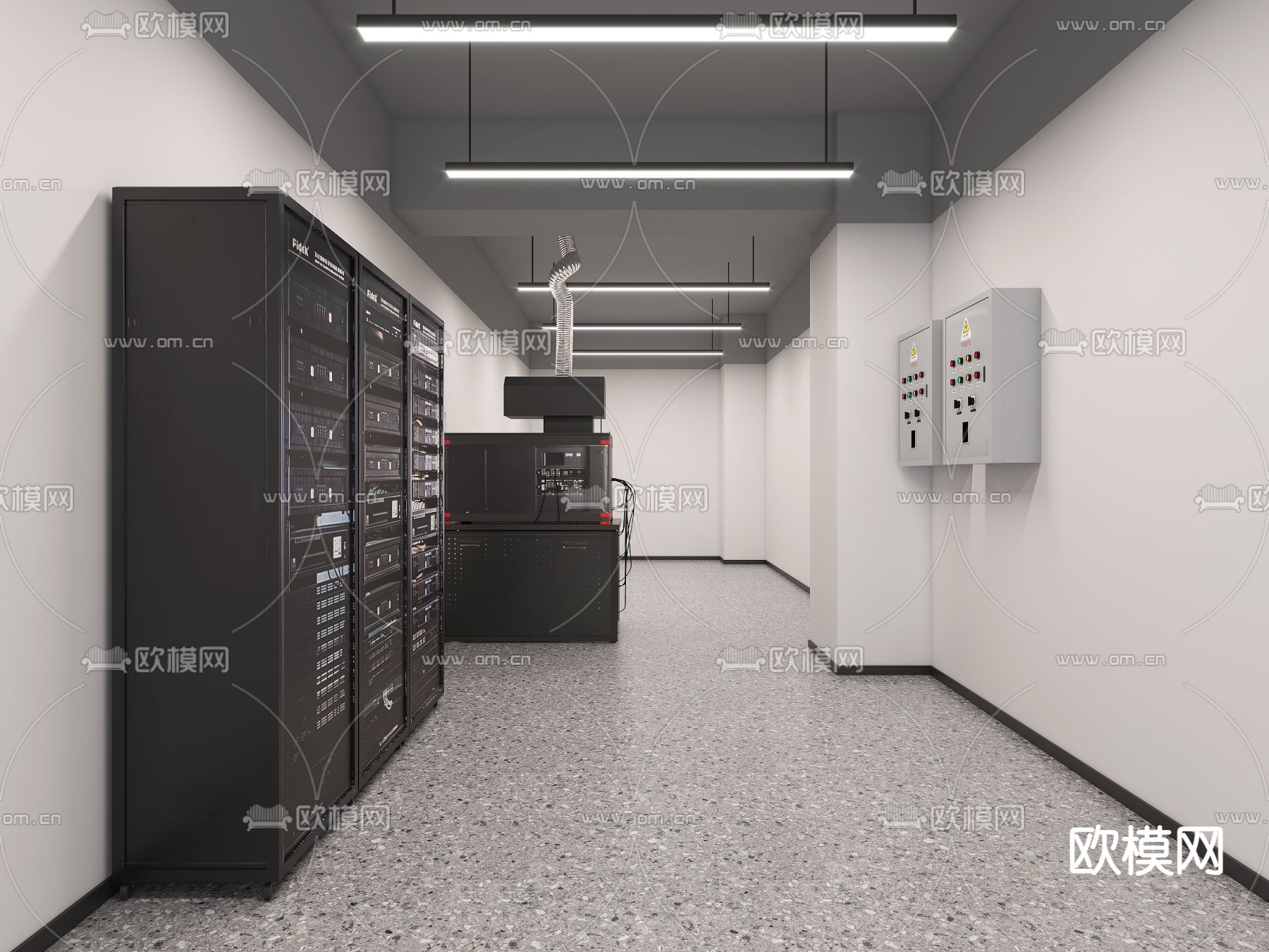 现代机房 服务器3d模型下载