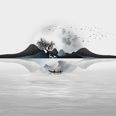  新中式山水意境壁画 壁纸贴图 