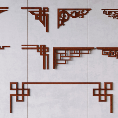  中式雕花 角花 镂空雕花su模型 