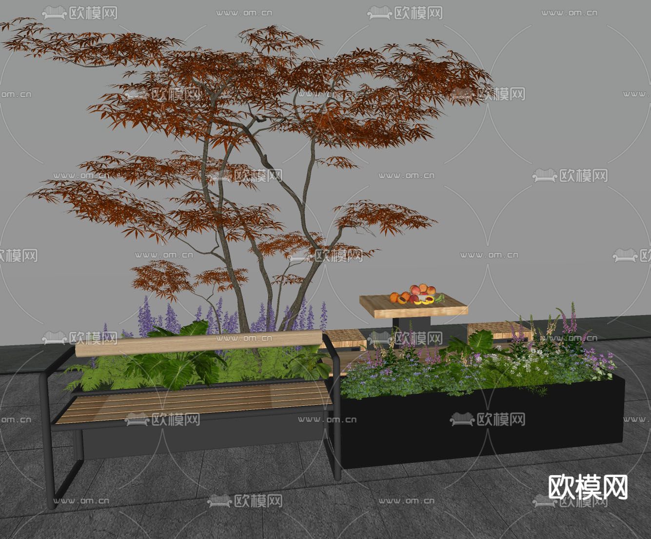现代景观座椅 花池座椅su模型下载（渲染图1）
