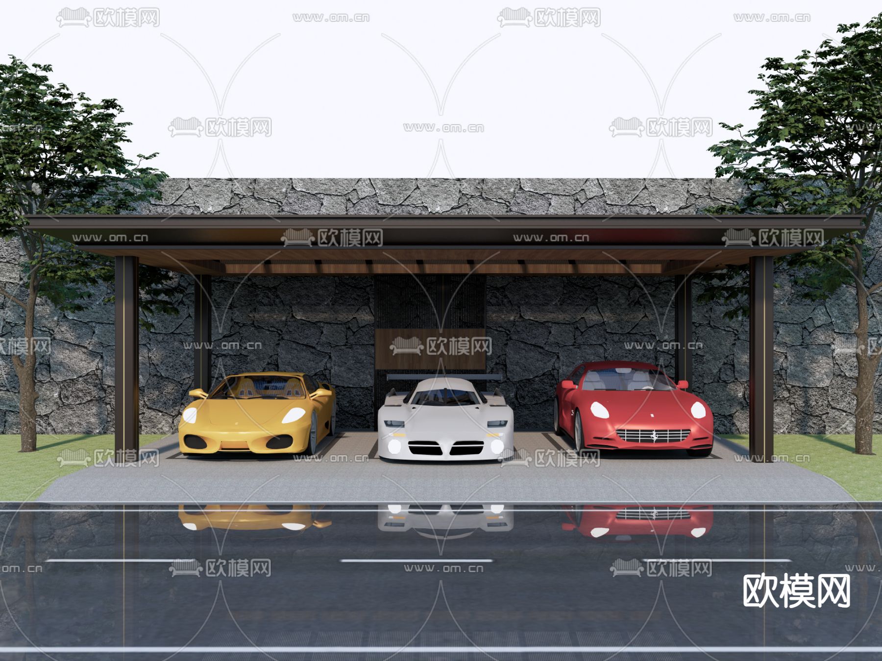 停车场 车位 车库3d模型下载