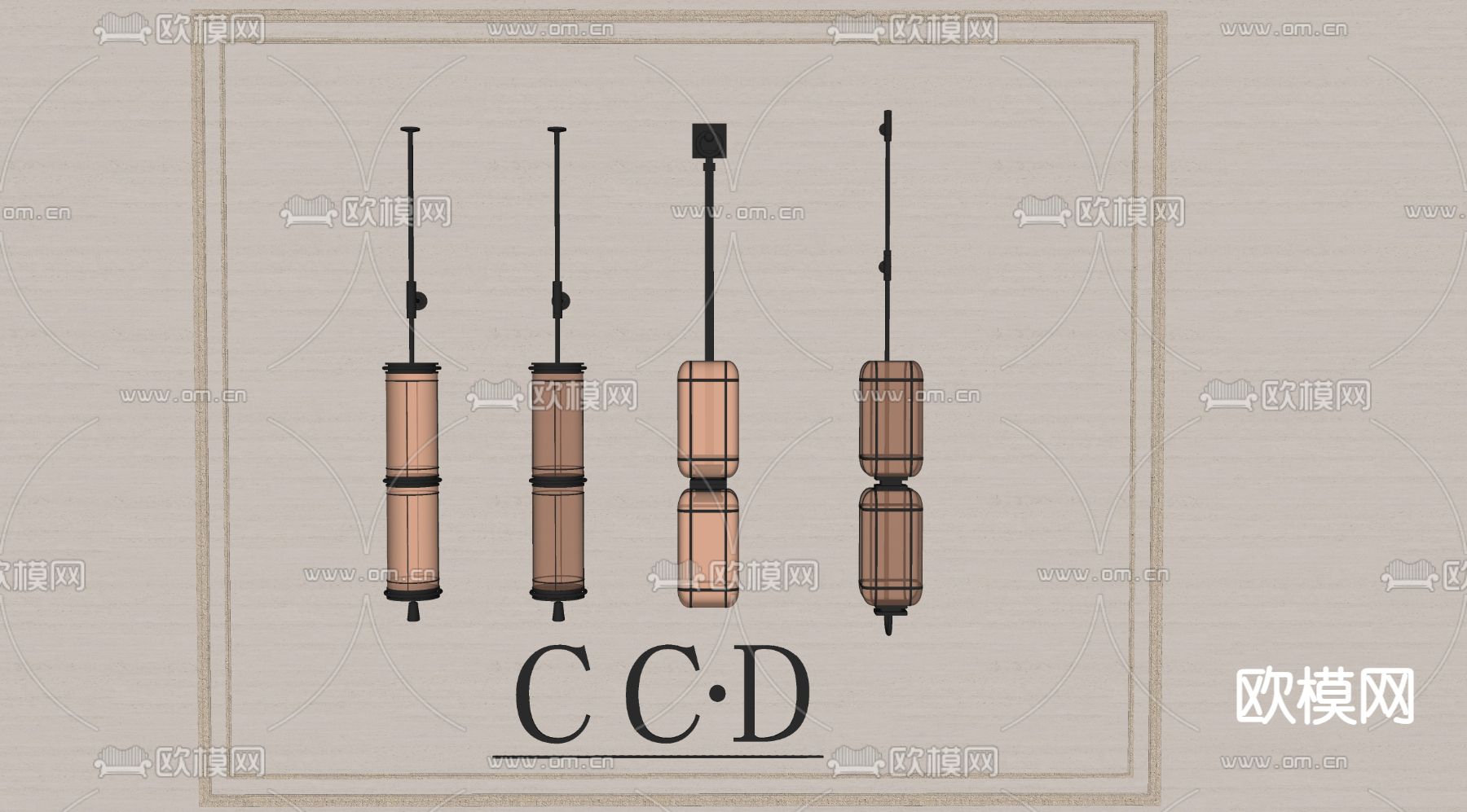 中古风玻璃壁灯su模型下载（渲染图1）