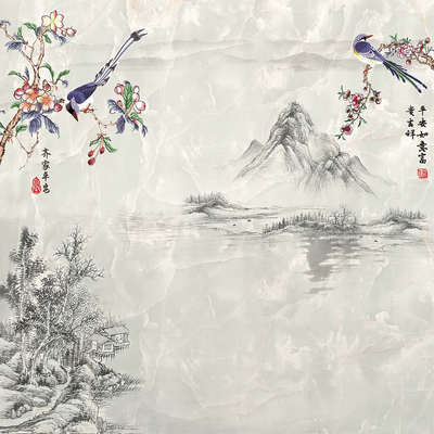  新中式山水壁画 壁纸贴图 