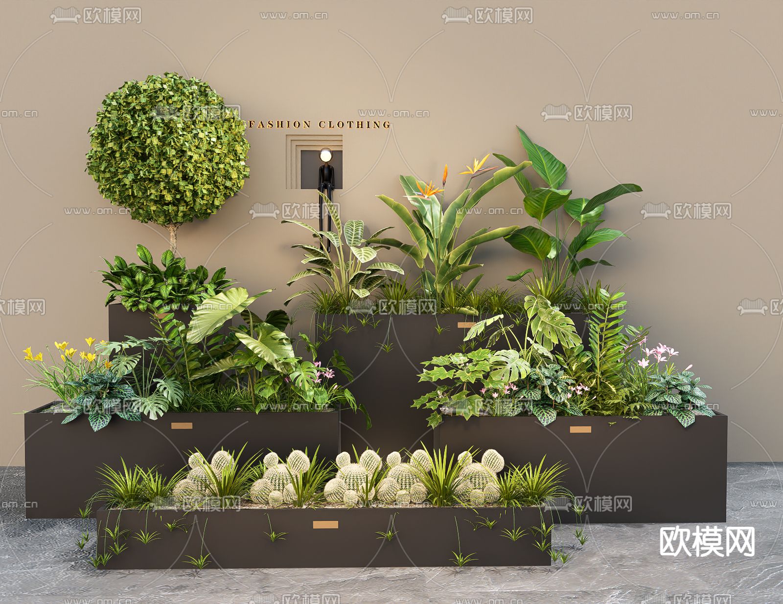 植物造景 植物堆 花池 花坛 花箱su模型下载（渲染图2）