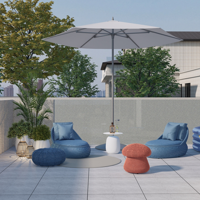  户外躺椅 遮阳伞su模型 