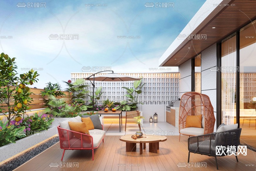 庭院景观 屋顶花园3d模型下载