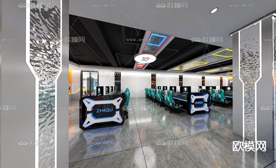 现代网吧 网咖3d模型下载(渲染图3)