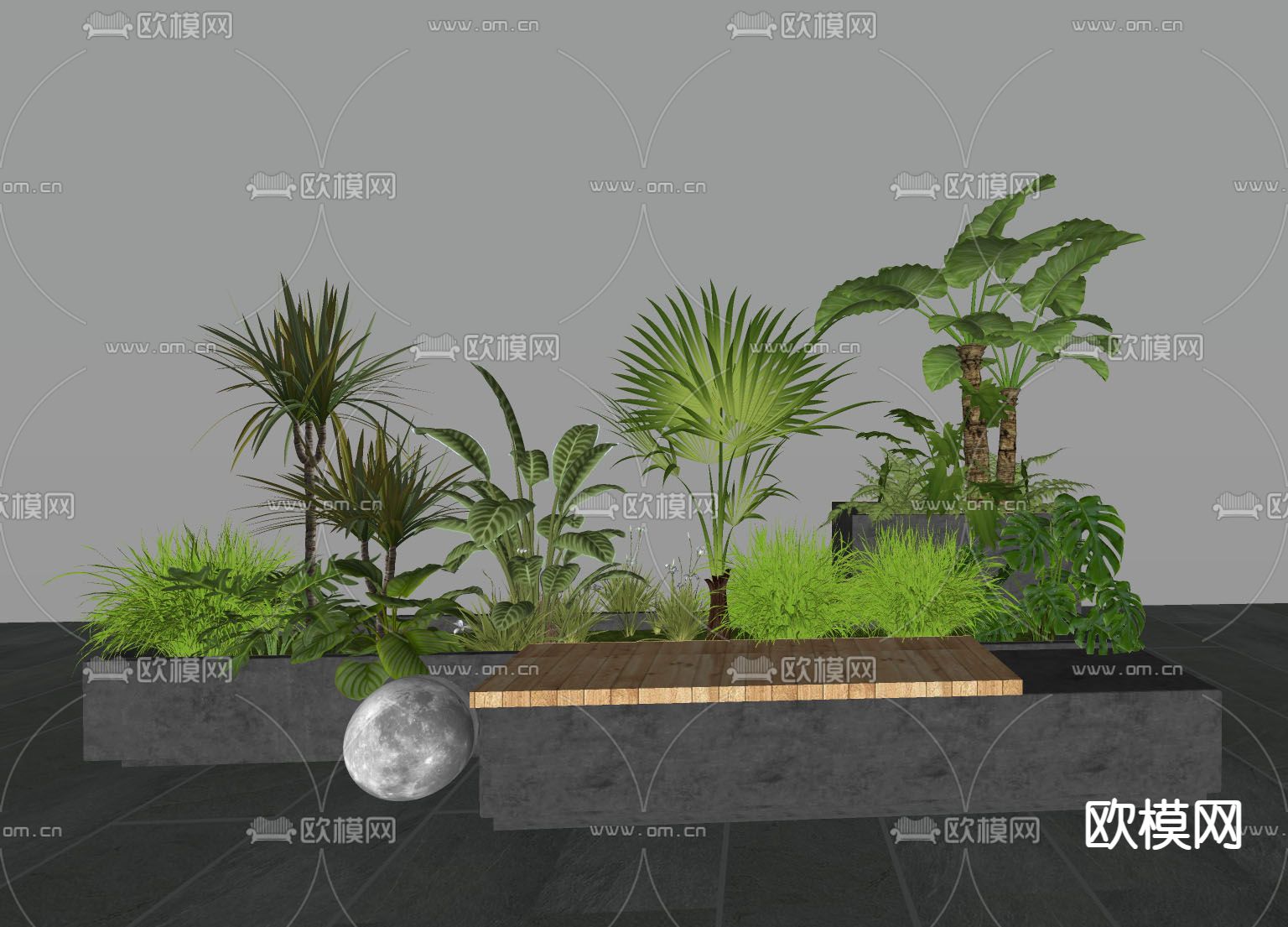 户外长凳 长条凳su模型下载（渲染图1）
