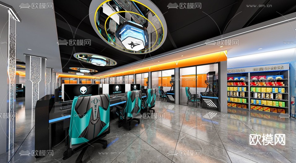 现代网吧 网咖3d模型下载(渲染图1)