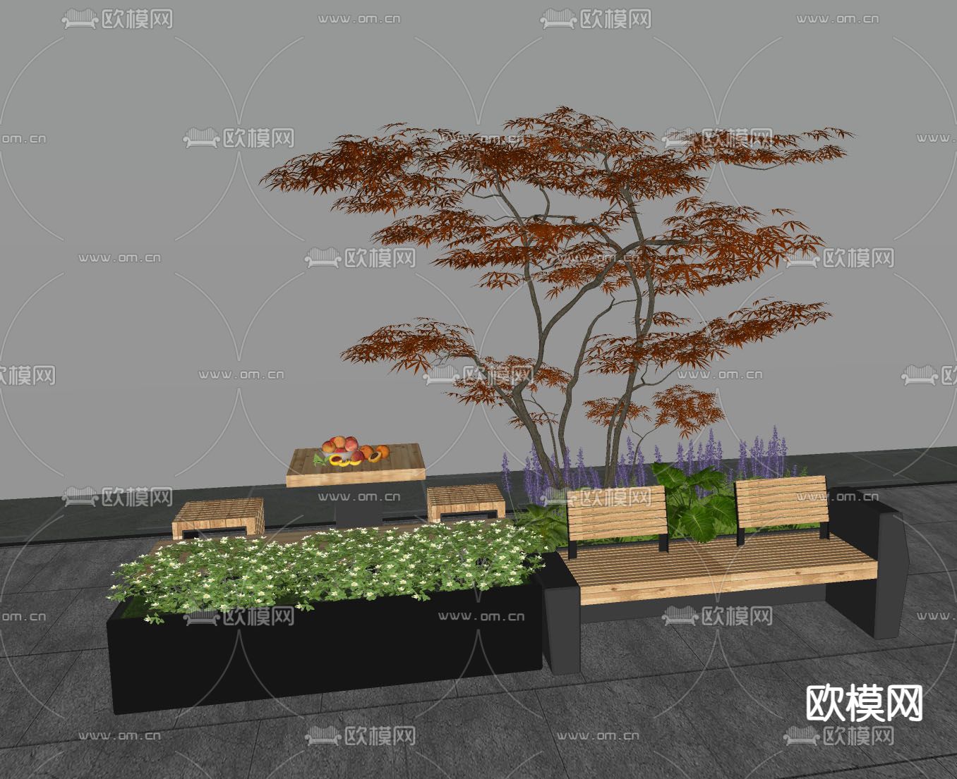 现代景观座椅 花池座椅su模型下载（渲染图1）