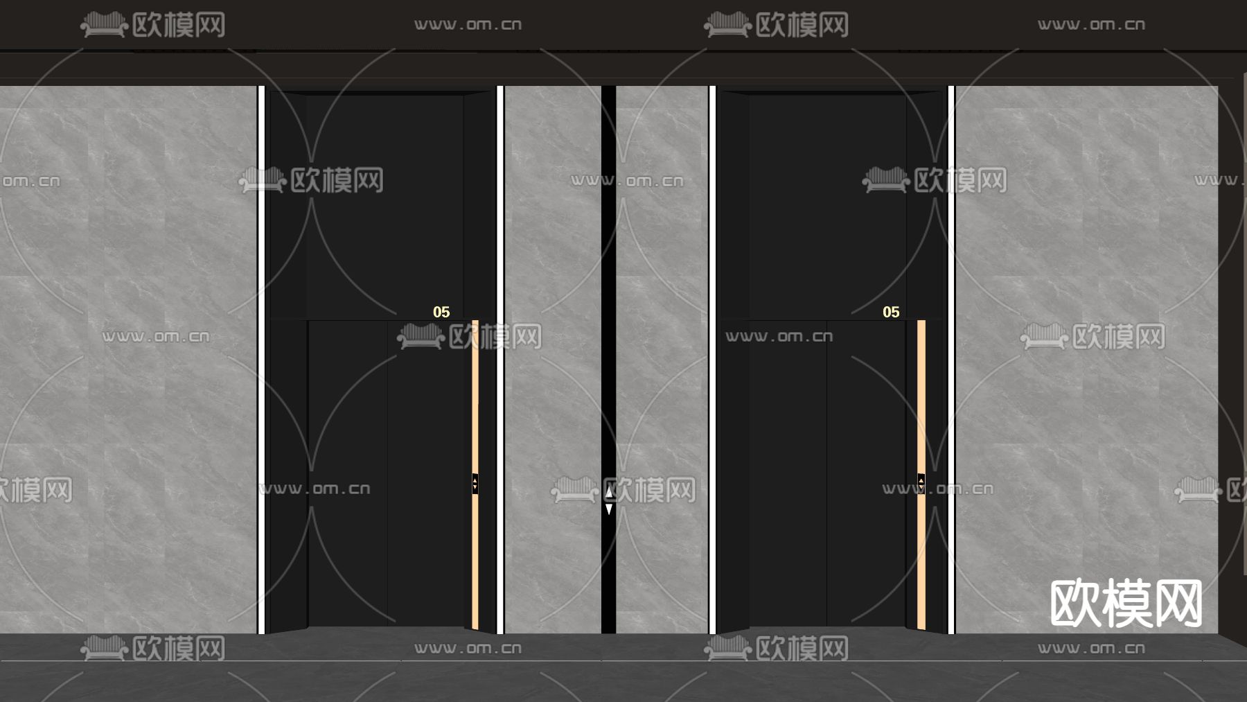 现代电梯厅 电梯门su模型下载（渲染图1）