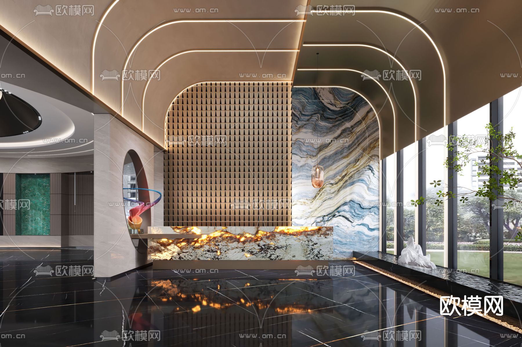 酒店大堂 会所大厅3d模型下载