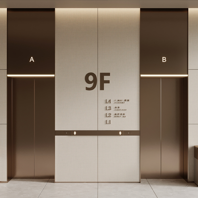 现代电梯厅 电梯门su模型