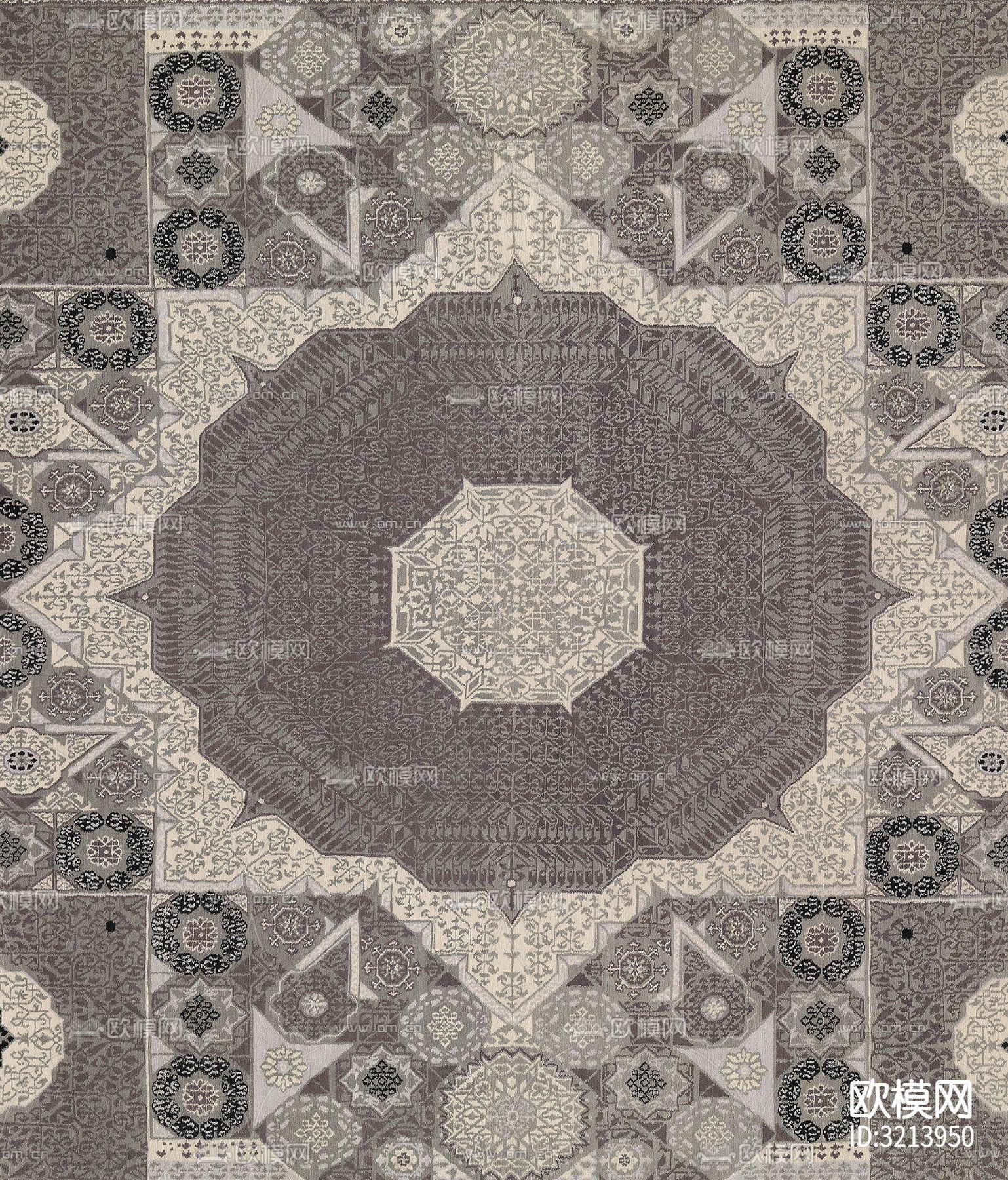 灰色新中式地毯贴图下载