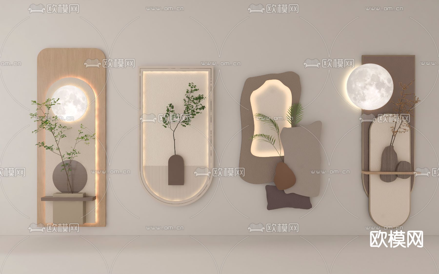 奶油风 立体墙饰 挂饰3d模型下载