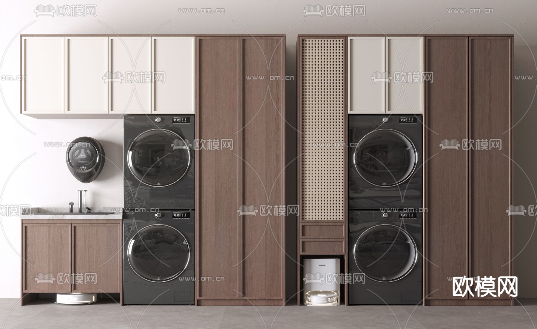 中古风洗衣机柜3d模型下载