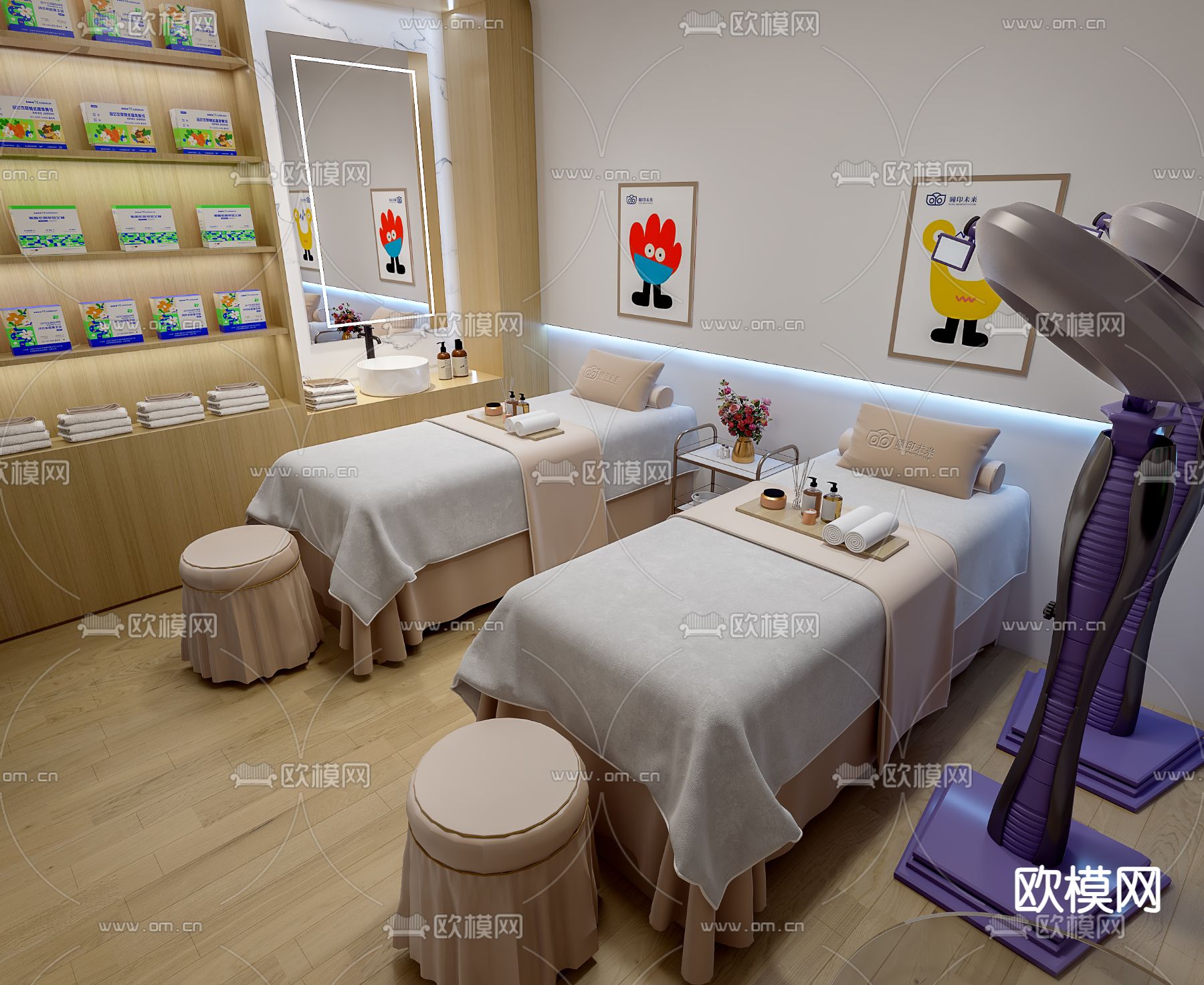 现代SPA护理室3d模型下载（渲染图2）