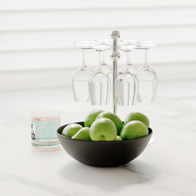  杯子 果盘 青苹果su模型 