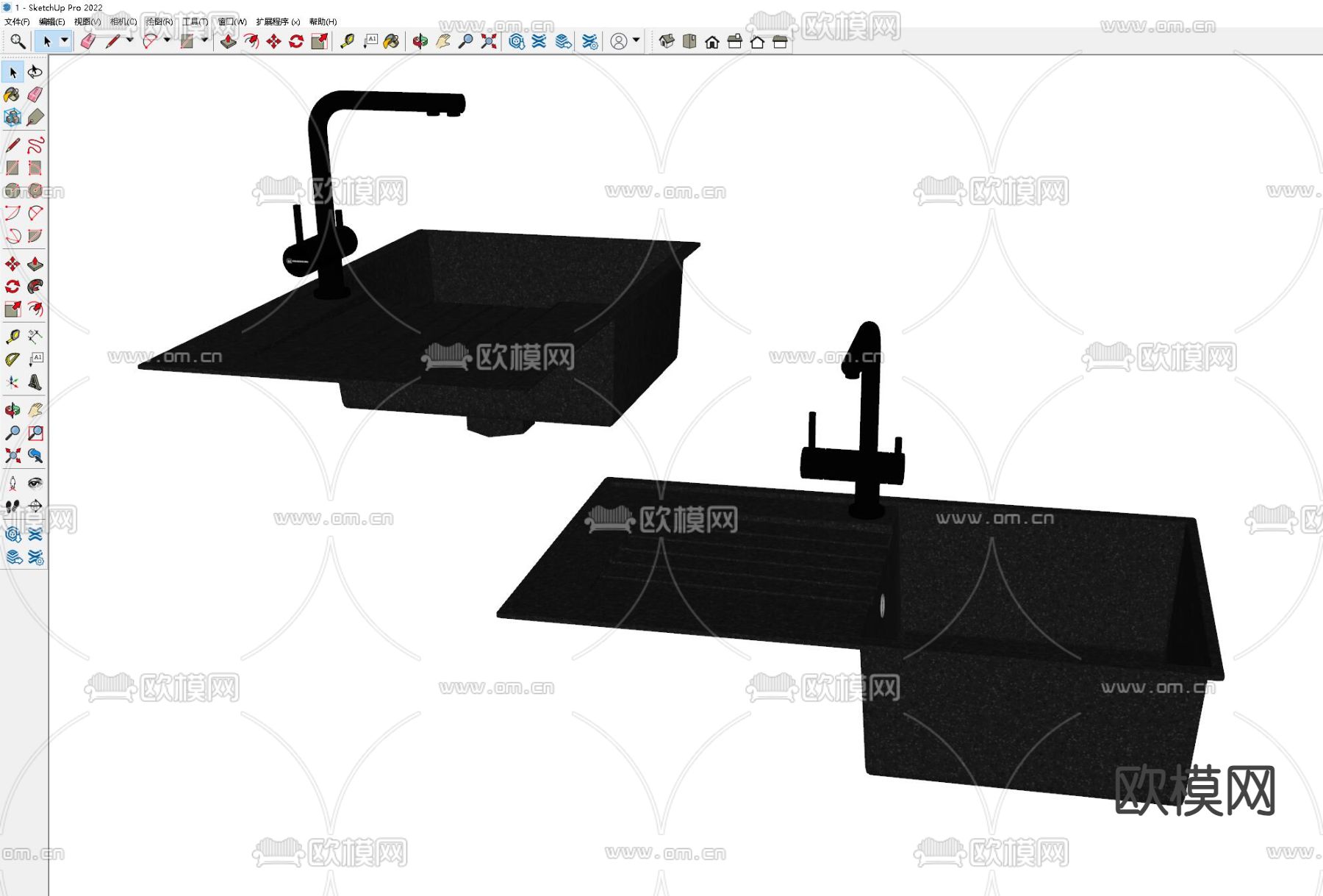 现代洗菜盆 水槽su模型下载（渲染图1）