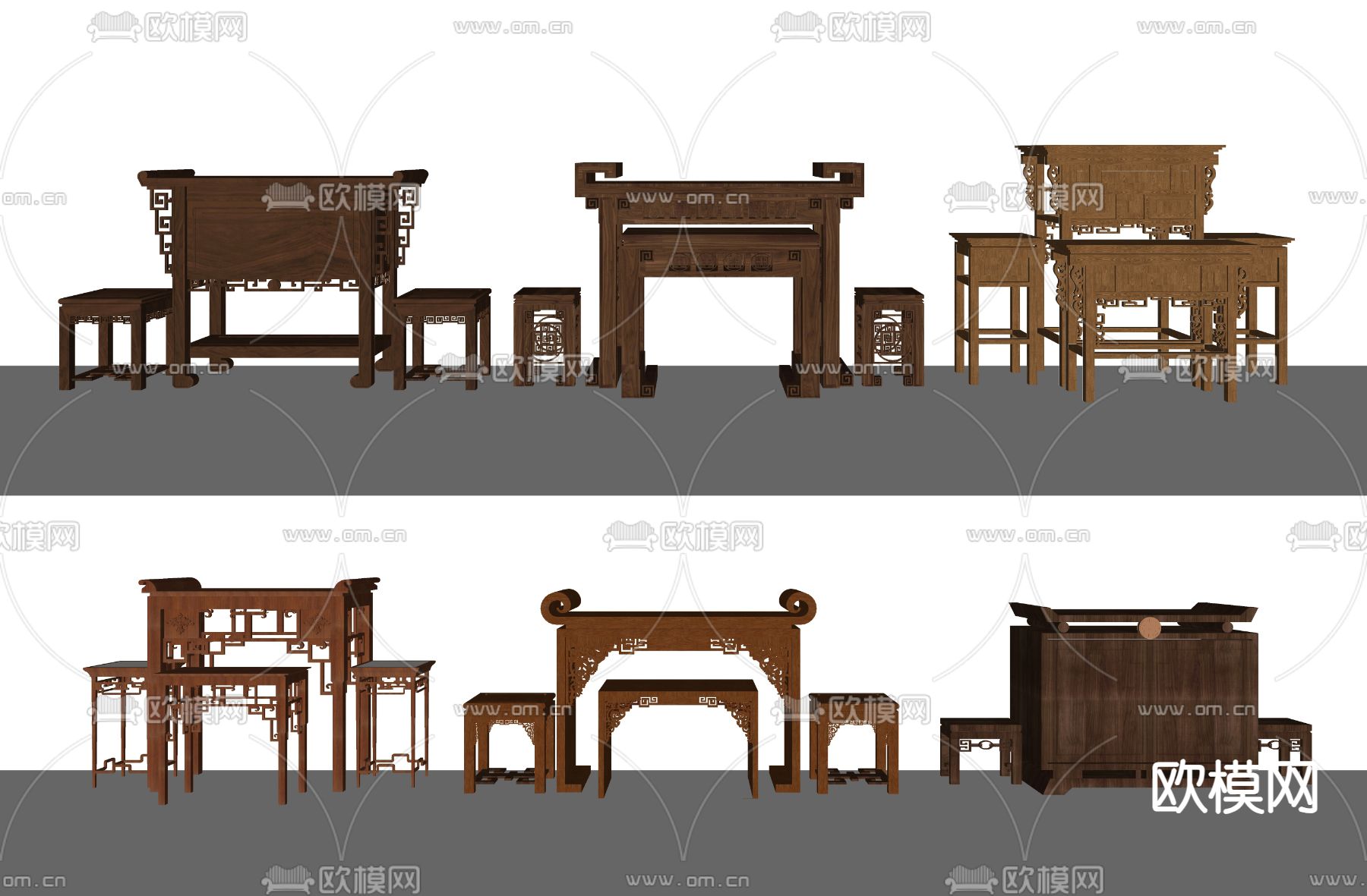 中式佛桌 佛龛柜 神台 香案台su模型下载（渲染图1）
