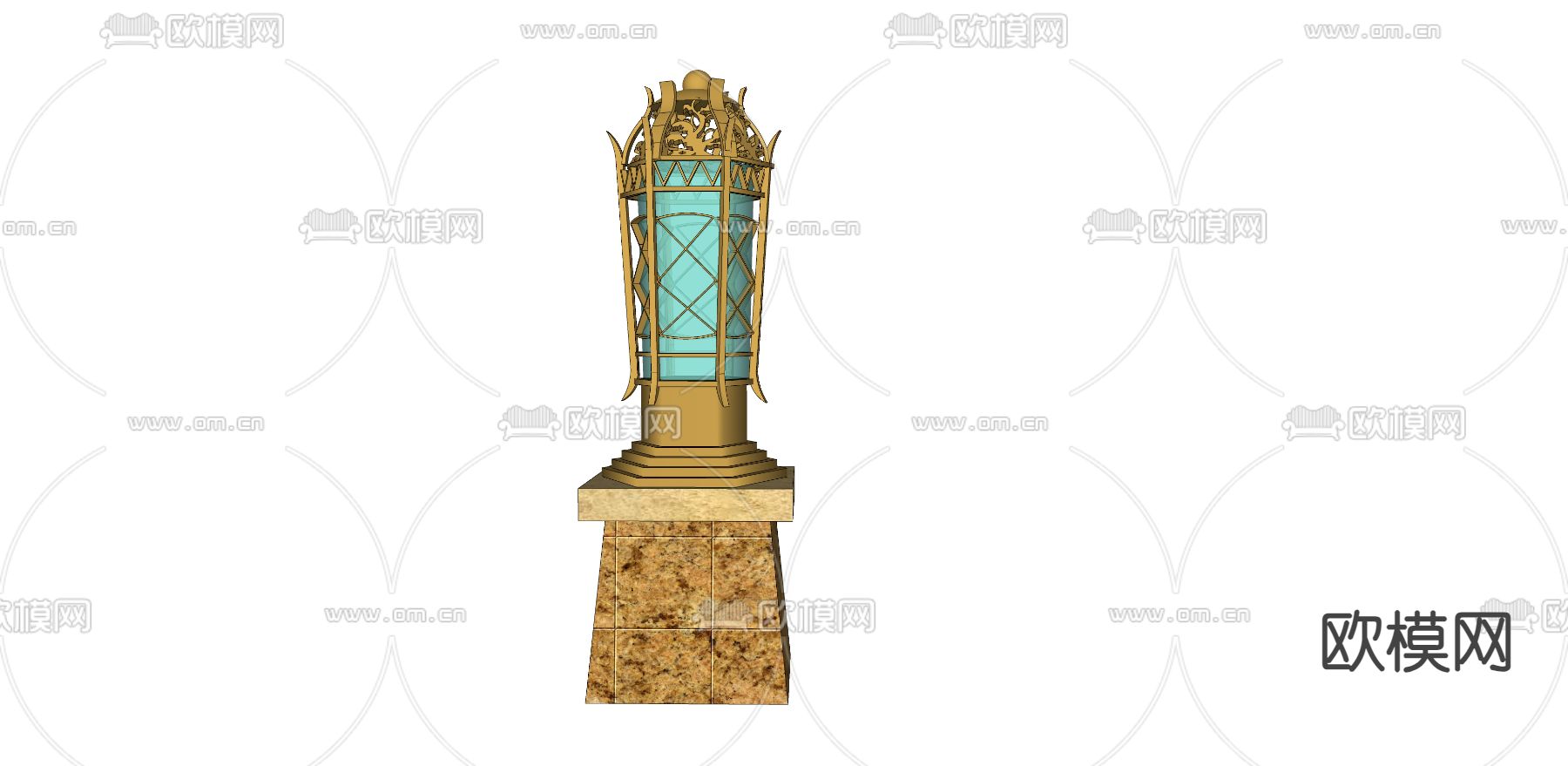 欧式草坪灯 庭院灯 壁灯su模型下载