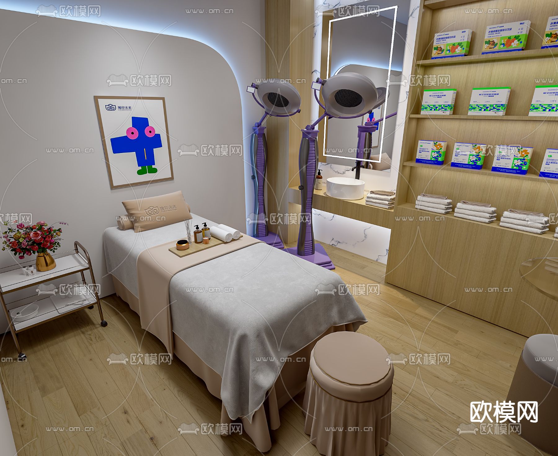 现代SPA护理室3d模型下载（渲染图4）