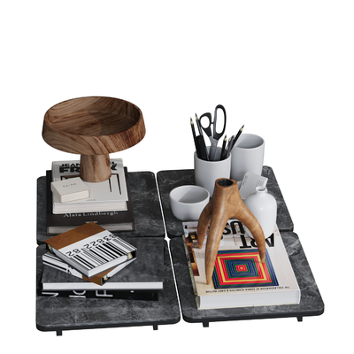  桌面摆件 书本 办公用品su模型 