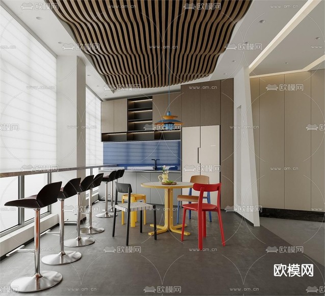 现代办公室 会议室3d模型下载(渲染图3)