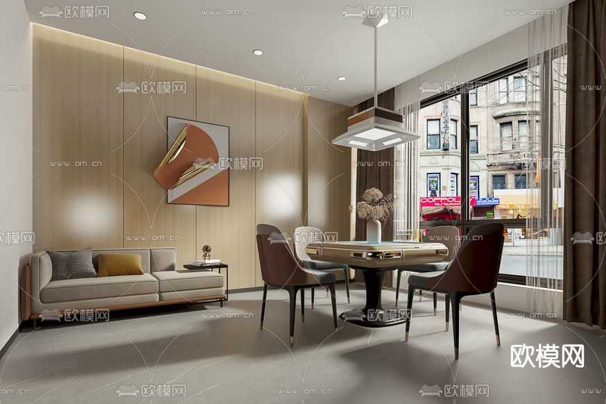 麻将室 麻将房3d模型下载