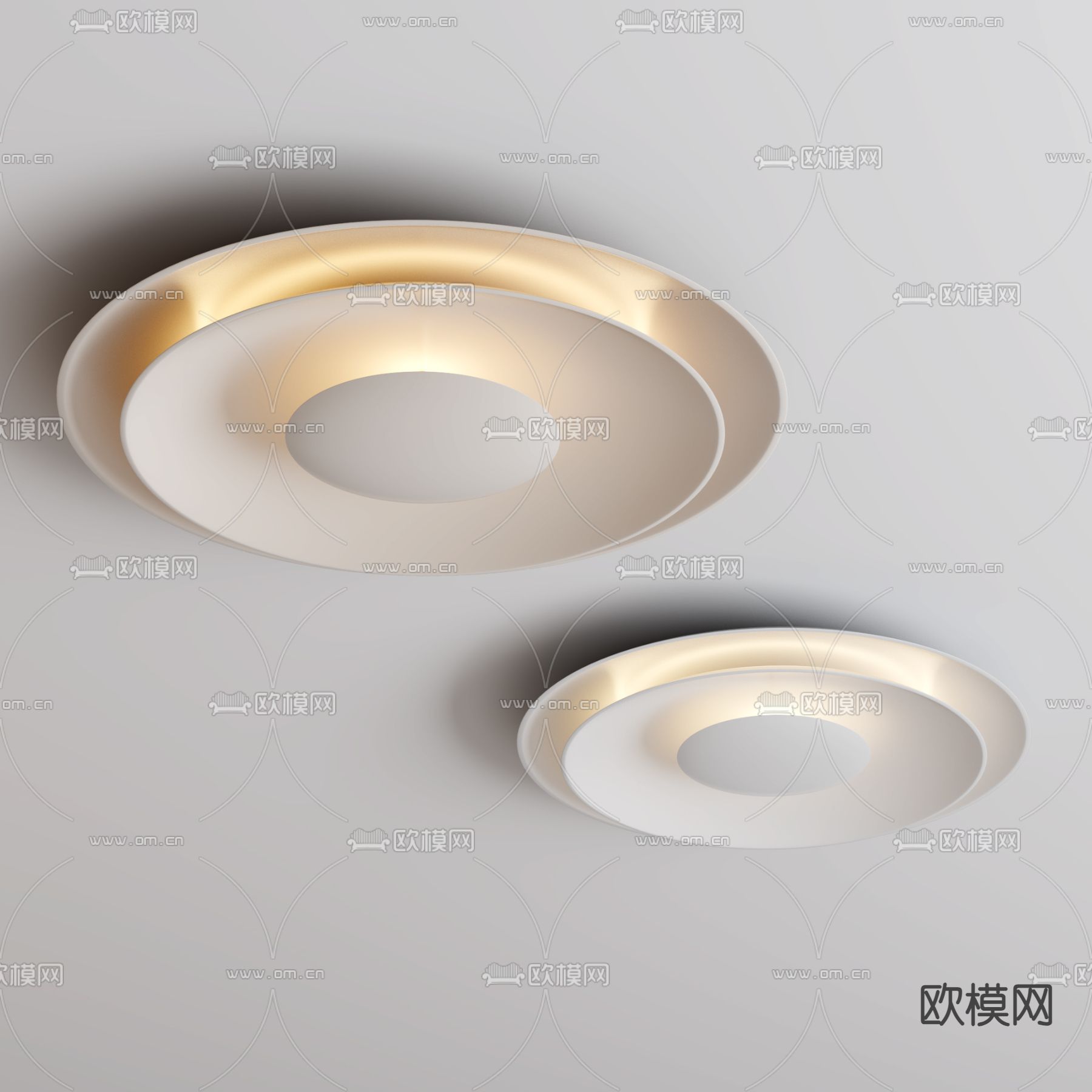 奶油风极简吸顶灯su模型下载（渲染图2）