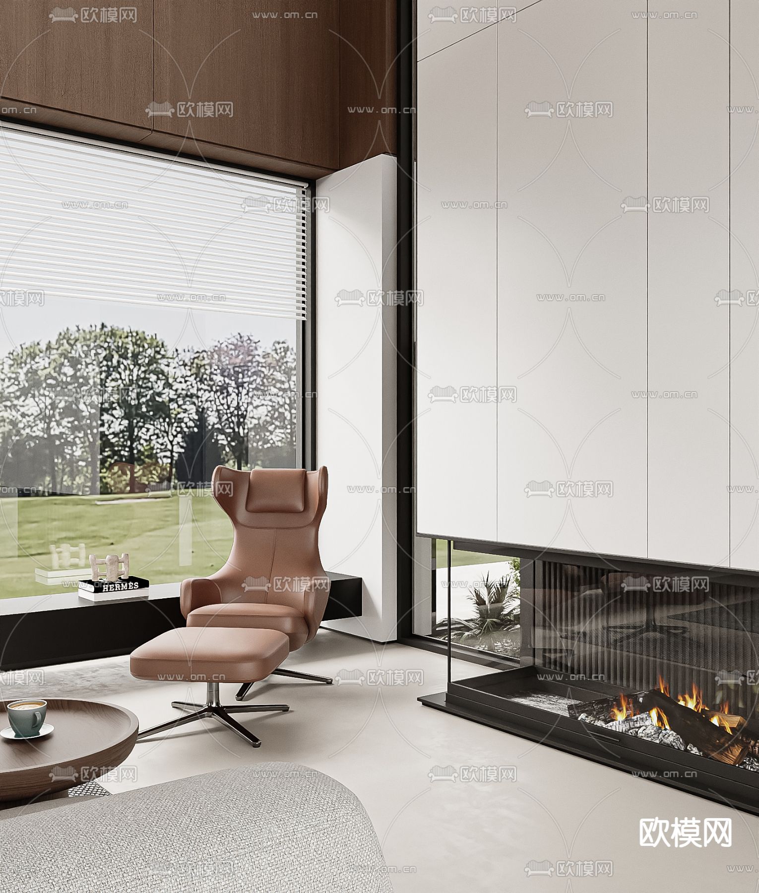 原木风别墅大堂 挑空客厅su模型下载（渲染图5）