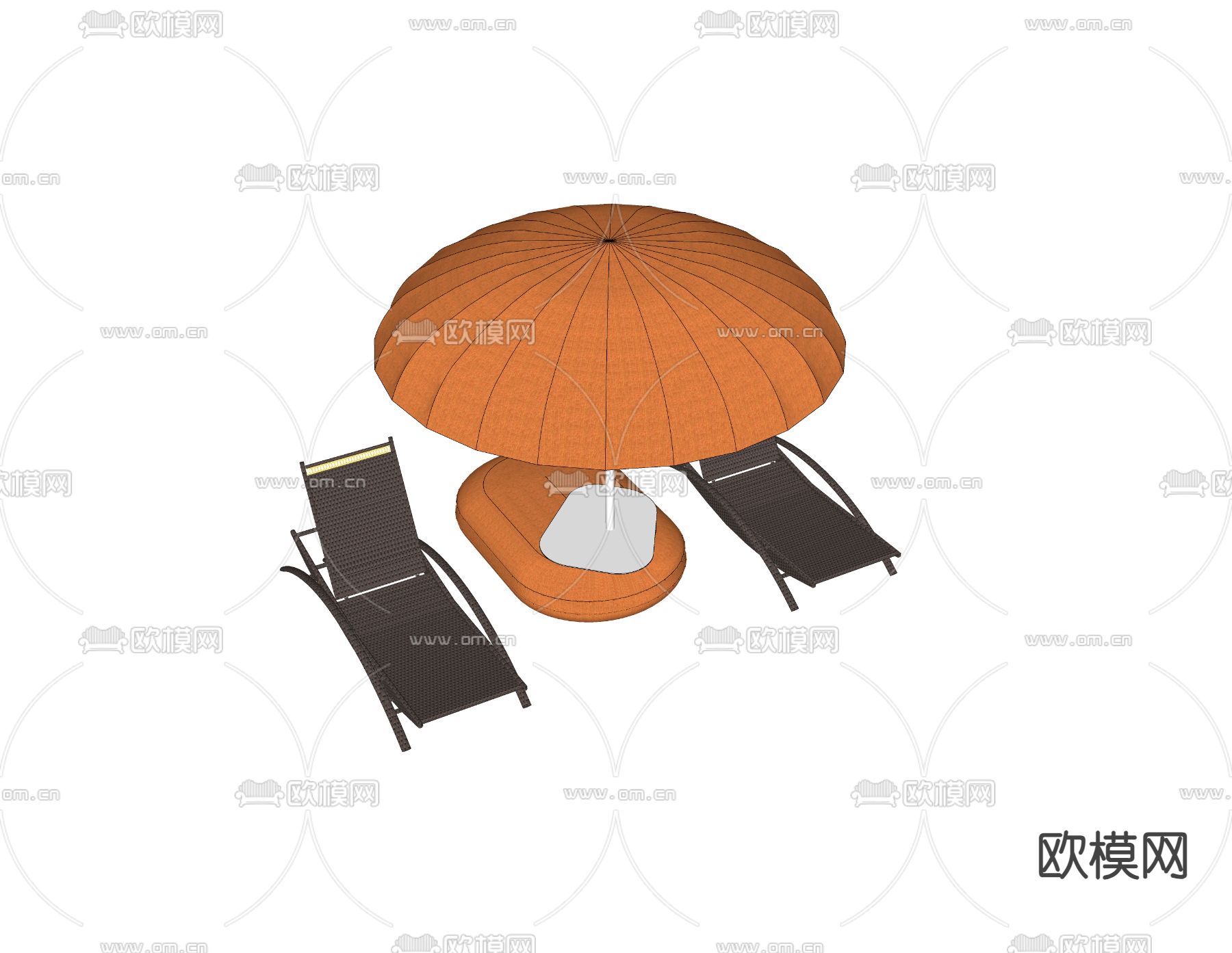 泳池椅 躺椅 沙滩椅su模型下载（渲染图1）